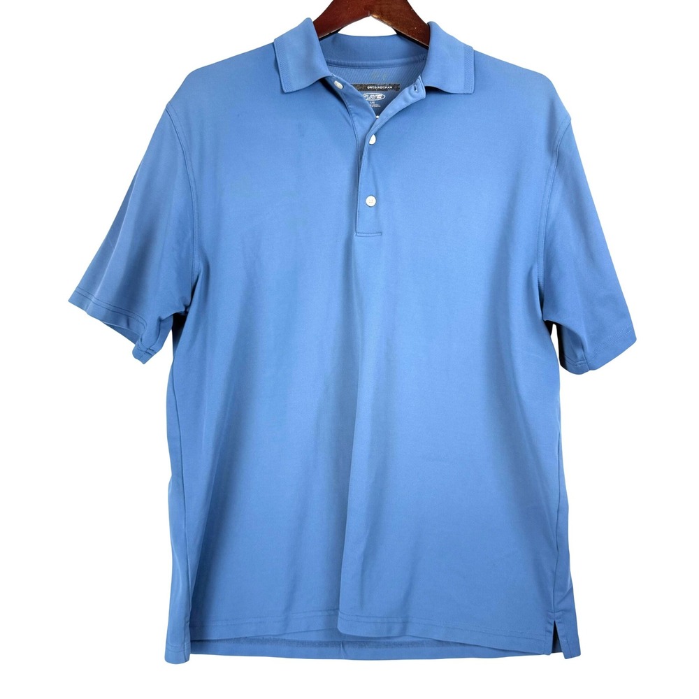 Greg Norman Polo Shirt Mens Large Blue Play Dry Performance Golfcore Athleisure‎